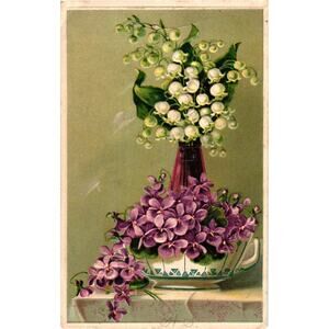 Floral‎ Bouquet Postcard Antique Embossed Posted 1907 Clear Lake Minn